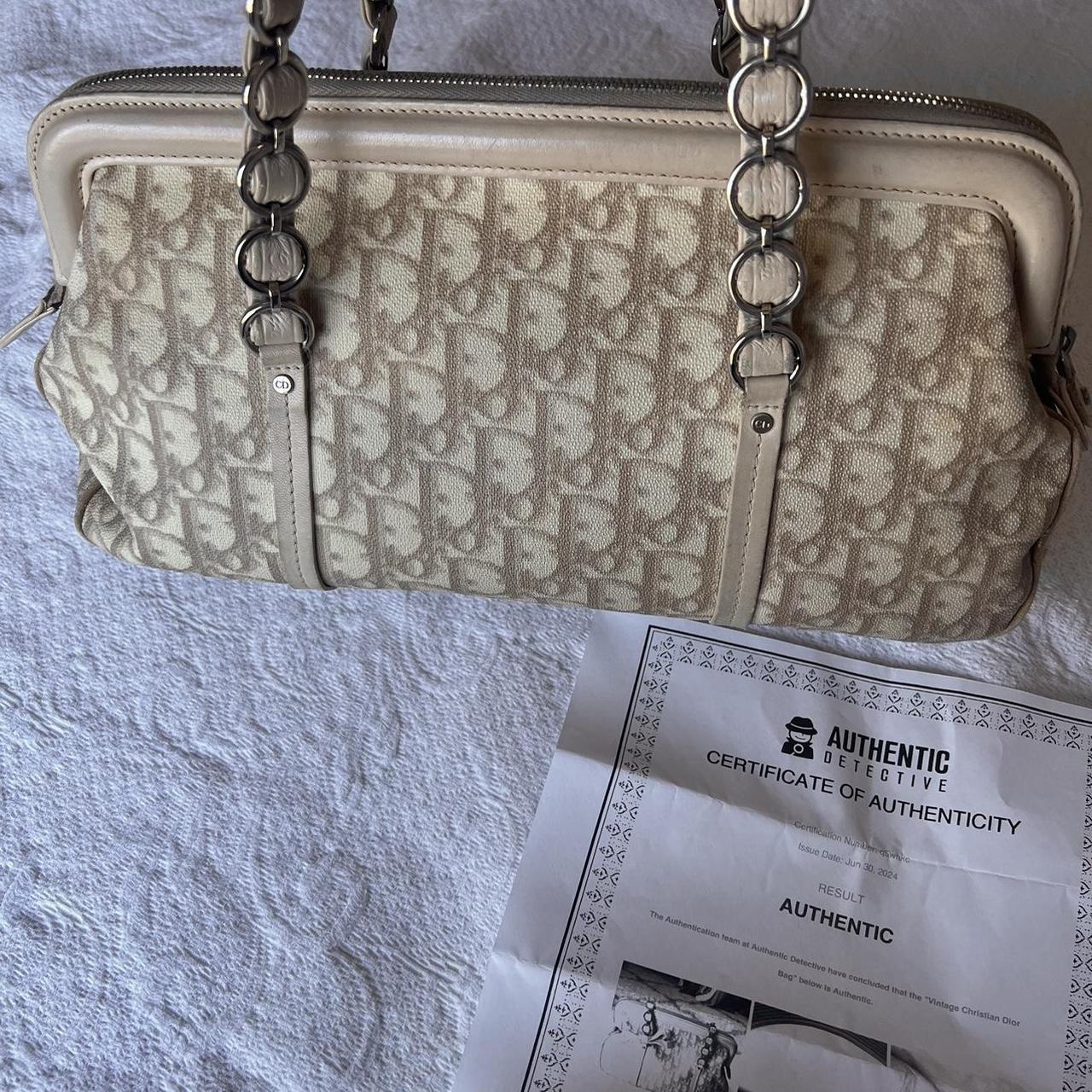 Authentic Christian Dior Diorissimo Romantique Bag – Beige with Silver Hardware