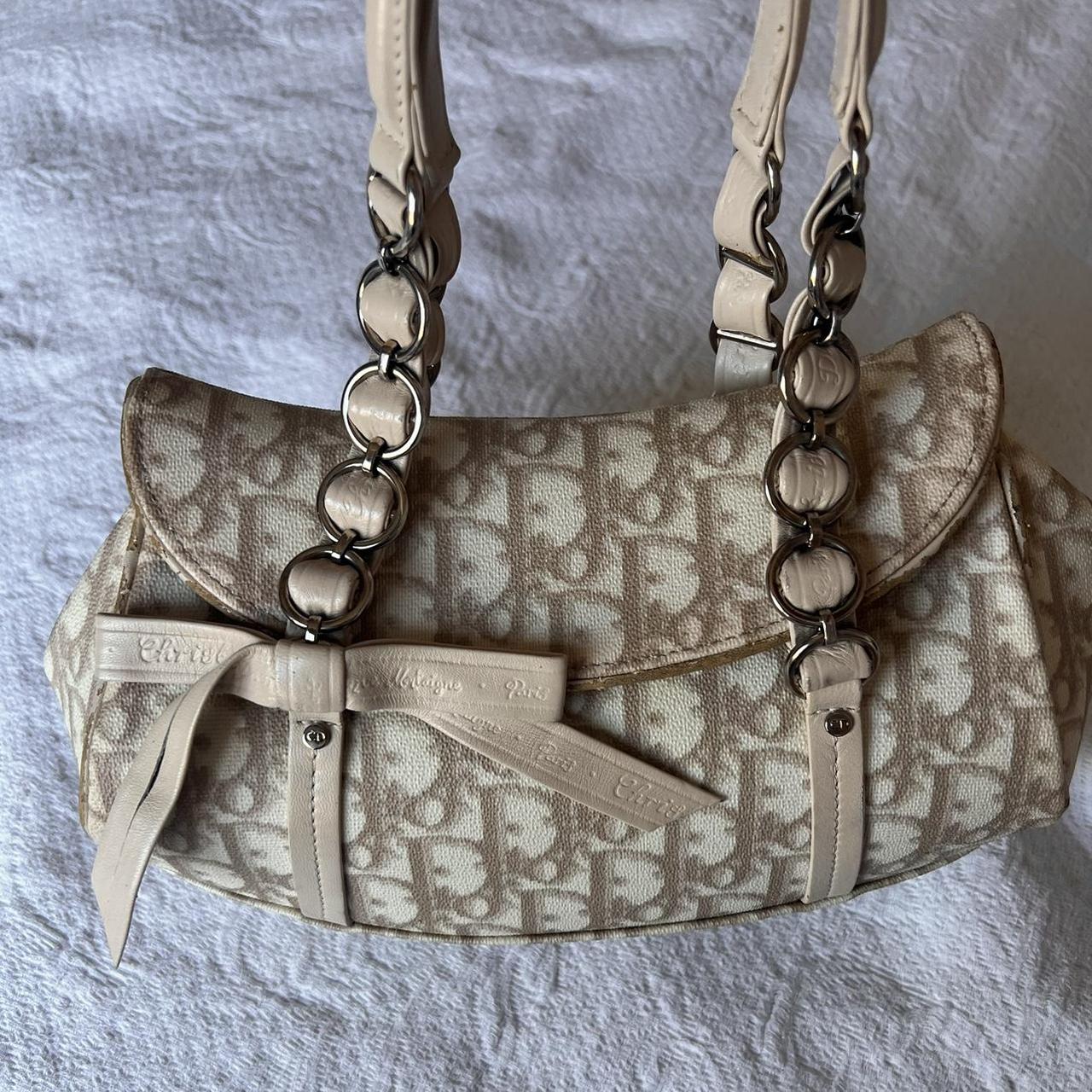 Authentic Beige Christian Dior Romantique Bag – Silver Hardware