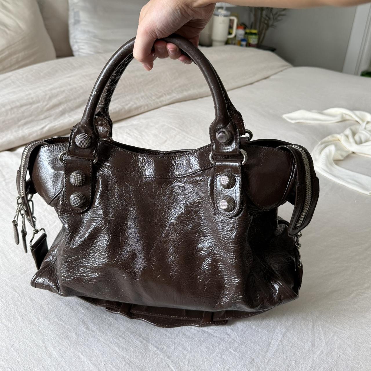 Balenciaga City Bag – Large with Silver Hardware in Chocolate Brown