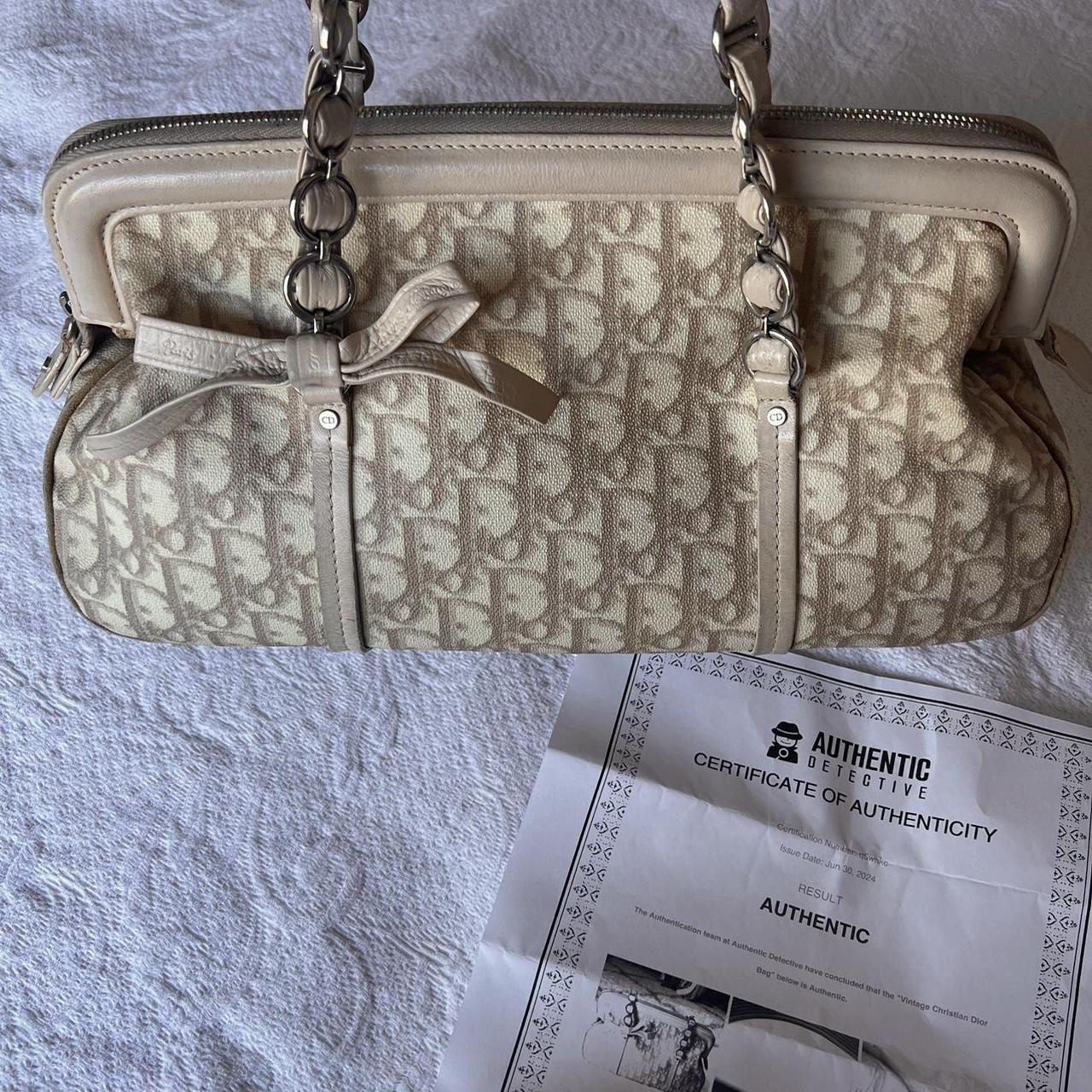 Authentic Christian Dior Diorissimo Romantique Bag – Beige with Silver Hardware