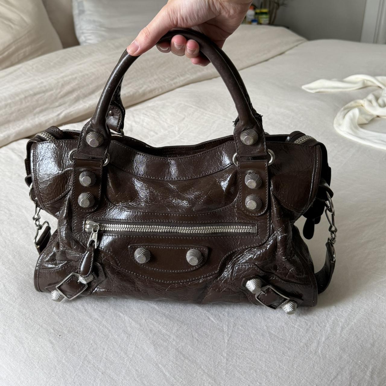 Balenciaga City Bag – Large with Silver Hardware in Chocolate Brown